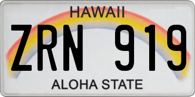 HI license plate ZRN919