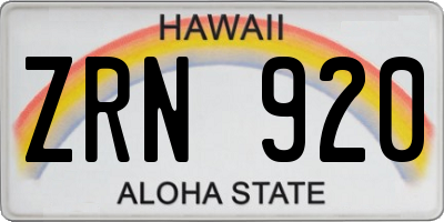 HI license plate ZRN920
