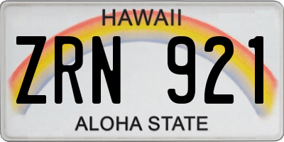 HI license plate ZRN921