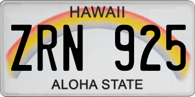 HI license plate ZRN925