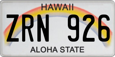 HI license plate ZRN926