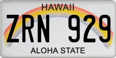 HI license plate ZRN929