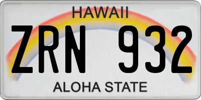 HI license plate ZRN932