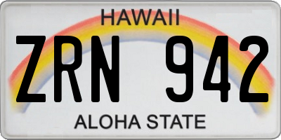 HI license plate ZRN942