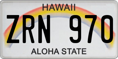 HI license plate ZRN970