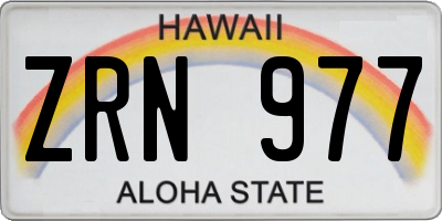 HI license plate ZRN977
