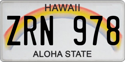 HI license plate ZRN978