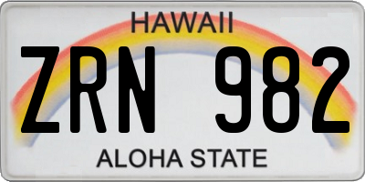HI license plate ZRN982