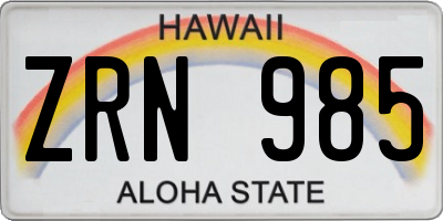 HI license plate ZRN985
