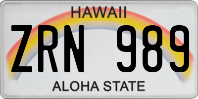 HI license plate ZRN989