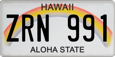 HI license plate ZRN991