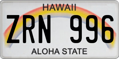 HI license plate ZRN996