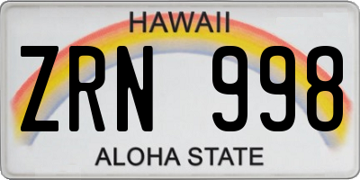 HI license plate ZRN998