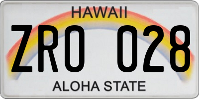HI license plate ZRO028