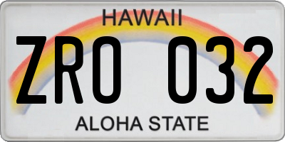 HI license plate ZRO032