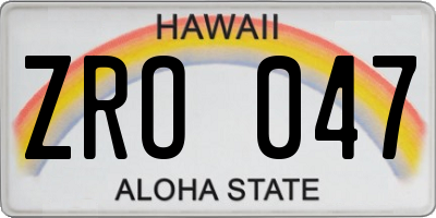 HI license plate ZRO047
