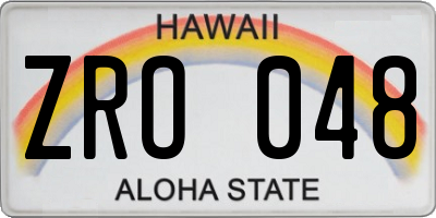HI license plate ZRO048