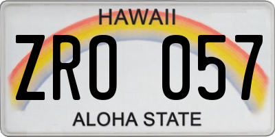 HI license plate ZRO057