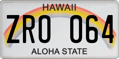 HI license plate ZRO064