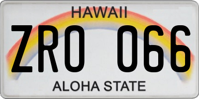 HI license plate ZRO066