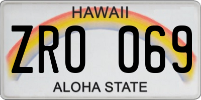 HI license plate ZRO069