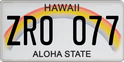HI license plate ZRO077