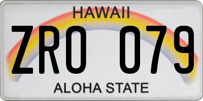 HI license plate ZRO079