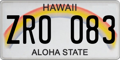 HI license plate ZRO083