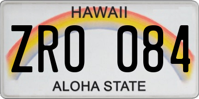 HI license plate ZRO084