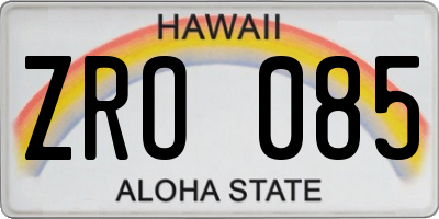 HI license plate ZRO085