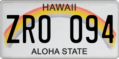 HI license plate ZRO094