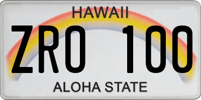 HI license plate ZRO100