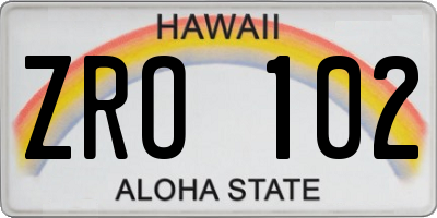 HI license plate ZRO102