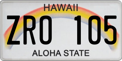 HI license plate ZRO105