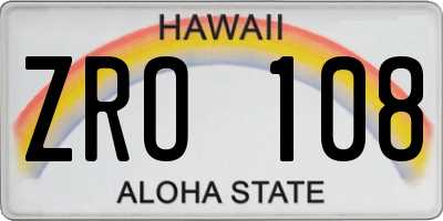 HI license plate ZRO108