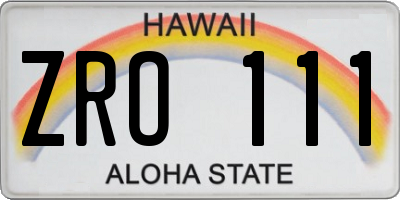 HI license plate ZRO111