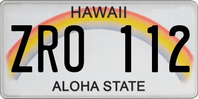 HI license plate ZRO112