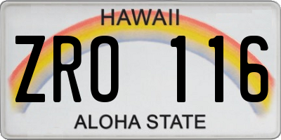 HI license plate ZRO116