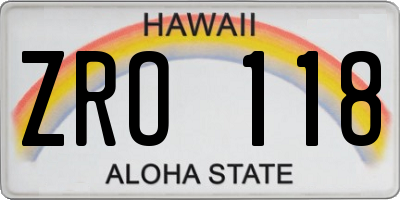 HI license plate ZRO118