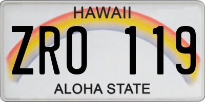 HI license plate ZRO119