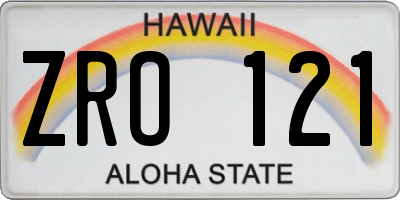 HI license plate ZRO121