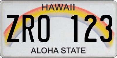 HI license plate ZRO123
