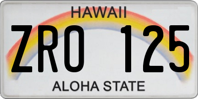 HI license plate ZRO125