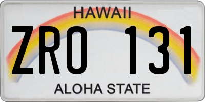 HI license plate ZRO131