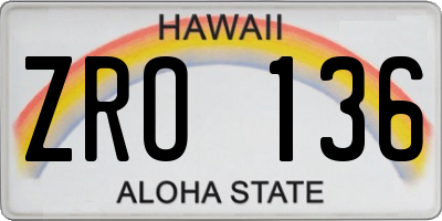 HI license plate ZRO136
