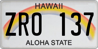 HI license plate ZRO137