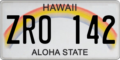 HI license plate ZRO142