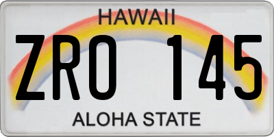 HI license plate ZRO145