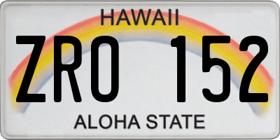 HI license plate ZRO152
