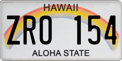 HI license plate ZRO154